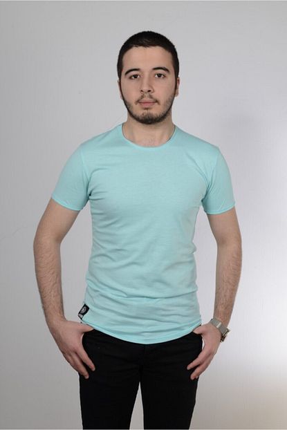 Karaduman Mavi Erkek Basic Slim Fit T Shirt Pamuklu Derin Yaka Slim Fit T Shirt Trendyol