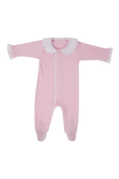 rompers pembe bebe yaka kenari fisto detayli kiz bebek tulum fiyati yorumlari trendyol