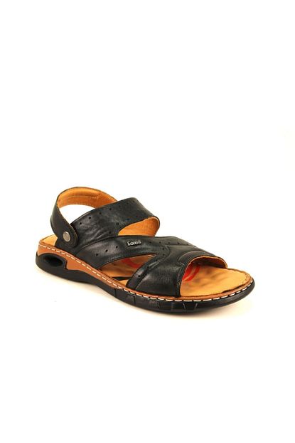 Forelli 40505 Erkek Siyah Deri Sandalet Trendyol