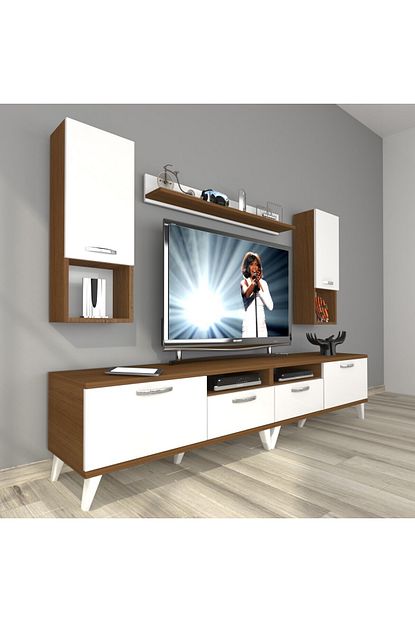 Decoraktiv Eko 5220da Mdf Retro Tv Unitesi Tv Sehpasi Ceviz Beyaz Trendyol