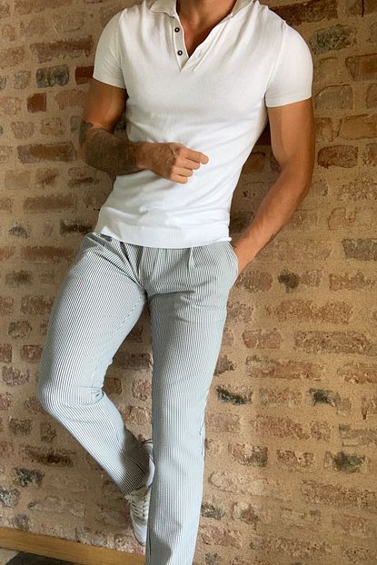Trendyol Man Lacivert Erkek Slim Fit Seer Sucker Pantolon Tmnss20pl0519 Trendyol