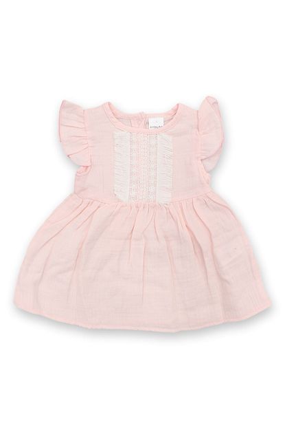 Aydodo Duz Muslin Kiz Bebek Elbise Pudra Trendyol