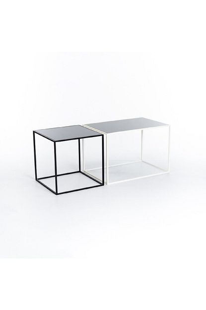Maxmillen Minimalist Tasarim Iki Renk Metal Orta Sehpa Beyaz Siyah Trendyol