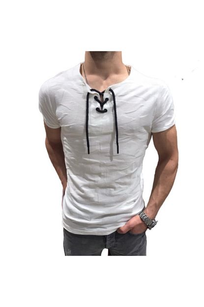 Bybulent Erkek V Yaka Tisort Ip Yakali Likrali Slim Fit Kabartma Desenli Trendyol