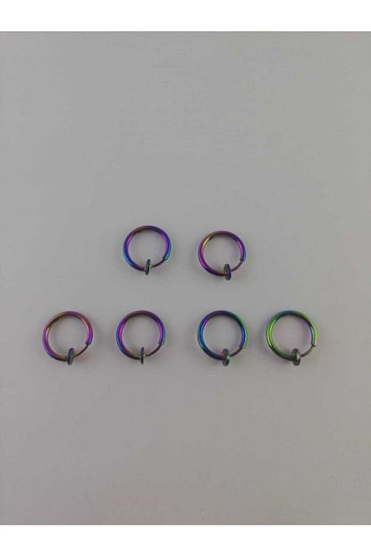 Takiparkxs Fake Piercing Rainbow 3 Cift Delik Burun Kulak Dudak Olmadan Tum Bolgelere Uyumlu Trendyol