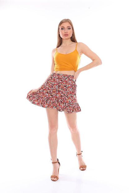 Trendnera Kadin Cok Renkli Mini Etek 58ne1018r1b12 Trendyol
