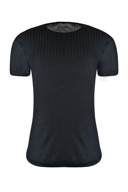 Kulemoda Ince Fitilli Slim Fit Likrali Erkek Tshirt Siyah Trendyol