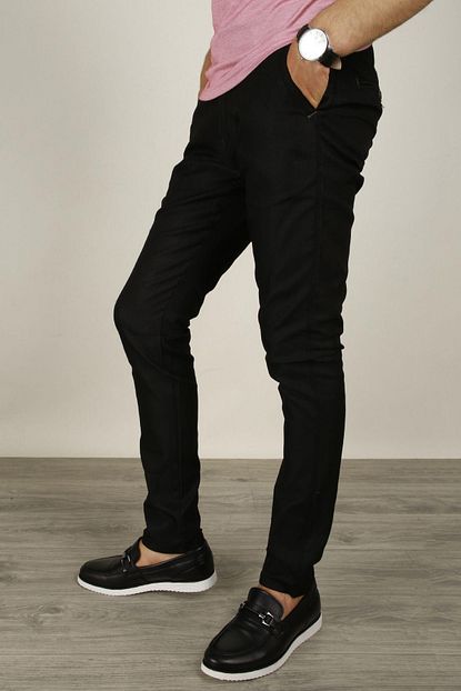 Z Giyim Erkek Slimfit Dar Paca Keten Pantolon Siyah 40 Trendyol