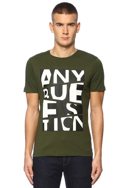 Que Erkek Bisiklet Yaka Haki Tshirt 2014624 Trendyol