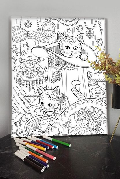 Kanvassepeti 40x30cm Cocuklar Icin Guaj Akrilik Keceli Sulu Boya Ile Boyanabilir Tuval Keceli Kalem 6 Trendyol