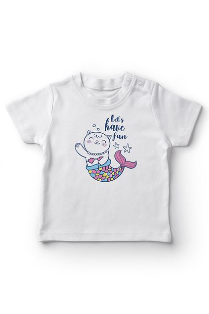 Angemiel Baby Hadi Eglenelim Yazili Deniz Kedisi Kiz Bebek Tisort Beyaz Trendyol