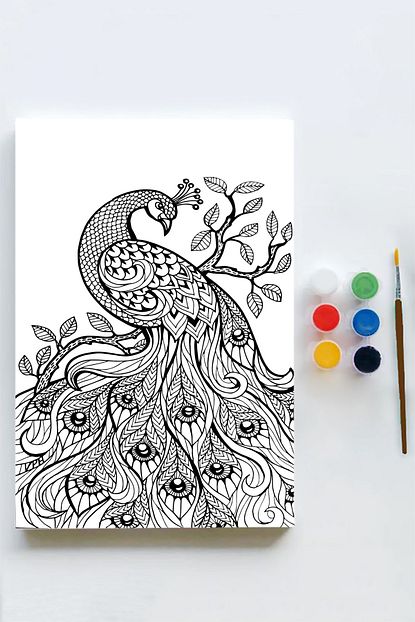 Postermanya Tavus Kusu Mandala Tuval Kanvas Tablo Boyama Hobi Seti 80x115cm Trendyol