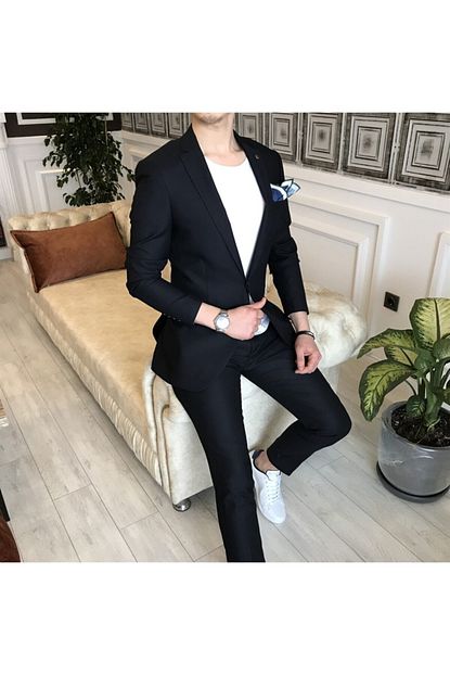 Terziademaltun Italyan Stil Slim Fit Erkek Ceket Pantolon Takim Elbise Lacivert T4551 Trendyol