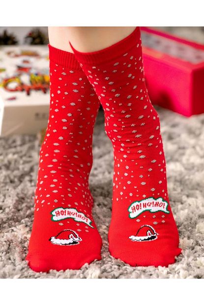 Socks Concept Noel Baba Sapka Desenli Soket Corap Kirmizi Renk Socks Cencept Trendyol
