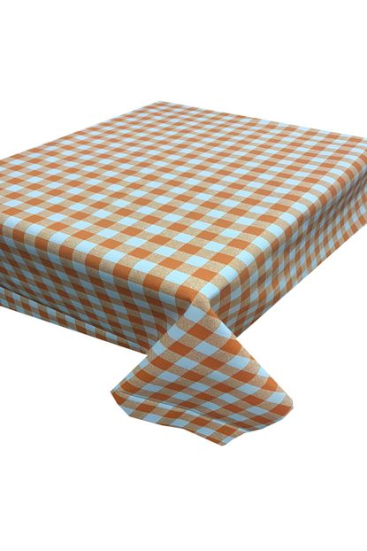 Zeren Home Turuncu Ekose Kareli Dertsiz Masa Ortusu 160 X 250 Cm Trendyol