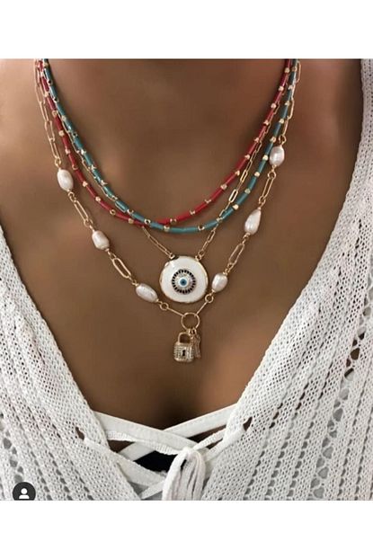 boncuklu anahtar kilit coklu kolye