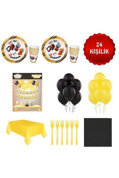 Parti Furyasi Insaat Temali Dogum Gunu Parti Seti 24 Kisilik Trendyol