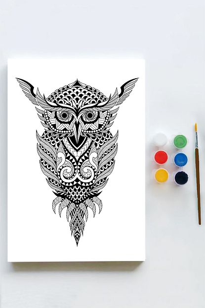 Postermanya Baykus Mandala Tuval Kanvas Tablo Boyama Hobi Seti 40x60cm Trendyol