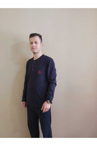 Zibaru Erkek Uzun Kollu Lacivert Ceyizlik Pijama Takimi Trendyol