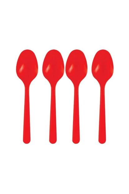 Partioutlet Kirmizi Renk Plastik Kasik 25 Li Trendyol