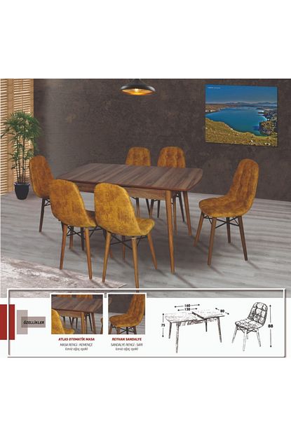 Kaykolsan Home Mutfak Masa Takimi 6 Sandalye 1 Masa Agac Ayak Estetik Gorunum E 1021 Trendyol