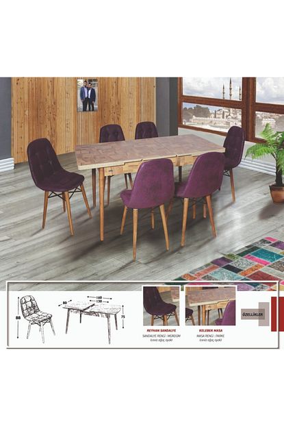 Kaykolsan Home Mutfak Masa Takimi 6 Sandalye 1 Masa Agac Ayak Estetik Gorunum E 1028 Trendyol