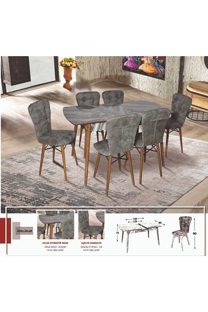 Kaykolsan Home Mutfak Masa Takimi 6 Sandalye 1 Masa Agac Ayak Estetik Gorunum E 1031 Trendyol