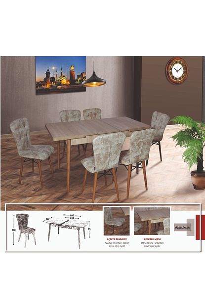 Kaykolsan Home Mutfak Masa Takimi 6 Sandalye 1 Masa Agac Ayak Estetik Gorunum E 1038 Trendyol