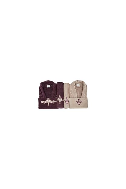 Karaca Home Morocco Purple Gold Nakisli Kadife Bornoz Aile Seti Trendyol
