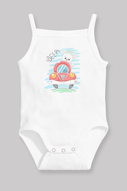 Angemiel Baby Korneye Basan Fare Erkek Bebek Askili Zibin Body Atlet Beyaz Trendyol