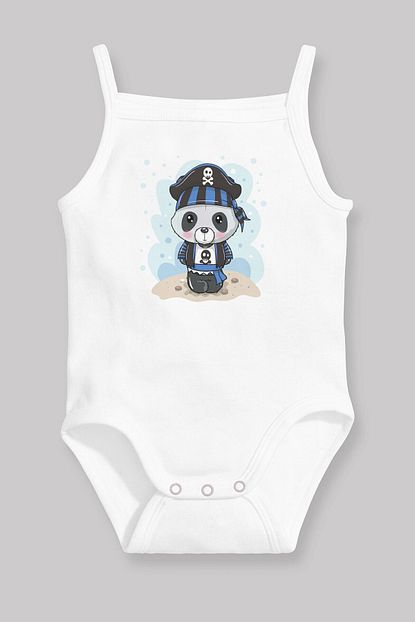 Angemiel Baby Korsan Panda Erkek Bebek Askili Zibin Body Atlet Beyaz Trendyol