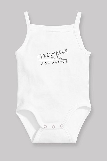 Angemiel Baby Yikilmaduk Yan Yattuk Kiz Bebek Askili Zibin Body Atlet Beyaz Trendyol