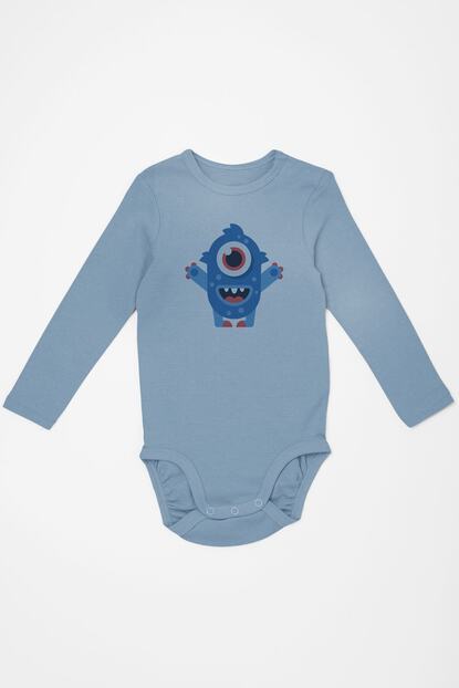 angemiel baby tek gozlu mutlu canavar erkek bebek uzun kollu zibin mavi fiyati yorumlari trendyol