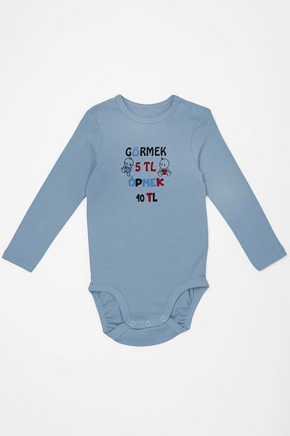 Angemiel Baby Gormek 5 Tl Opmek 10 Tl Erkek Bebek Uzun Kollu Zibin Mavi Trendyol