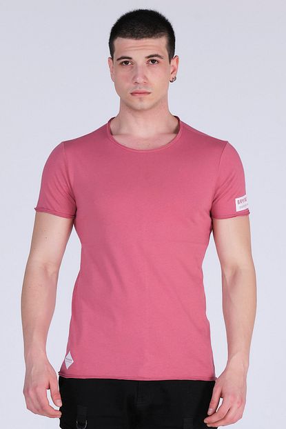 Brainwear Erkek Bordo Genis Yirtik Yaka T Shirt Trendyol