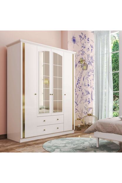 Zenio Rose Gold 4 Kapak 2 Cekmece Gardrop Trendyol