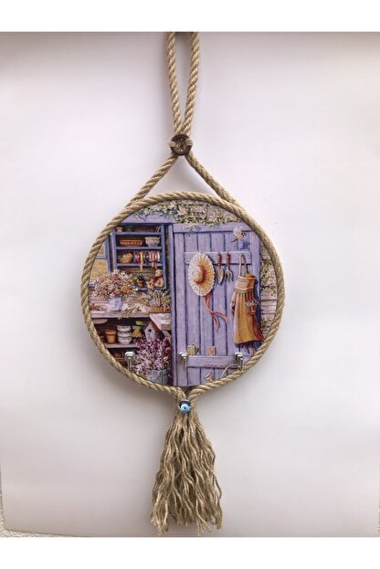 Pelny El Yapimi Bahce Kapisi Gorselli Dekoratif Ahsap Anahtar Askisi Trendyol