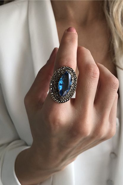 Bonnjerra Jewellery Zirkon Tasli Bronz Oval Vintage Yuzuk Trendyol