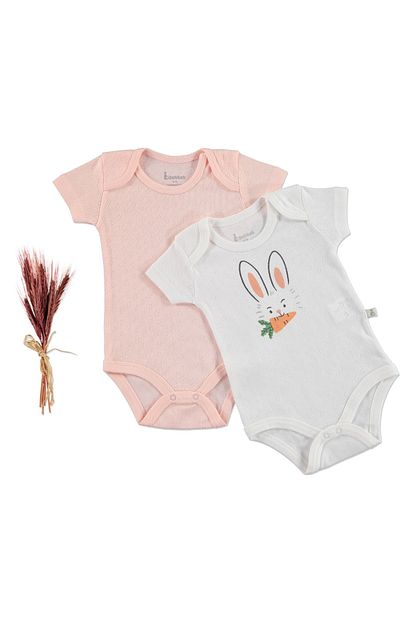 Bebbek Bbek Yaz Bebek Hungry Rabbit Ribana Kisa Kol Bebe Yaka 2li Body Trendyol