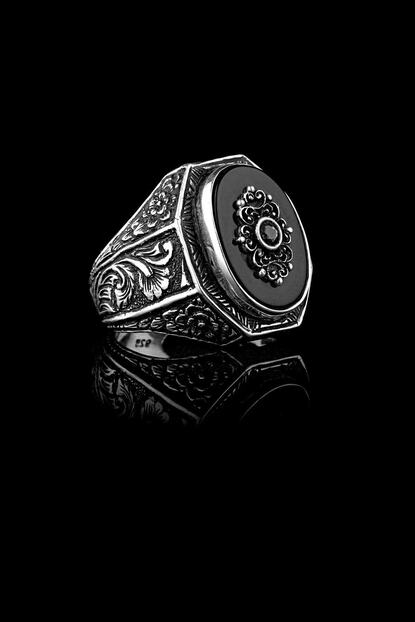 Elika Silver Ur1001 Oniks Tasli 925 Ayar Erkek Gumus Yuzuk Trendyol