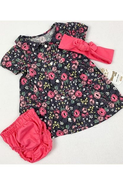 Minika Kiz Bebek Pembe Cicekli Pileli Elbise Trendyol