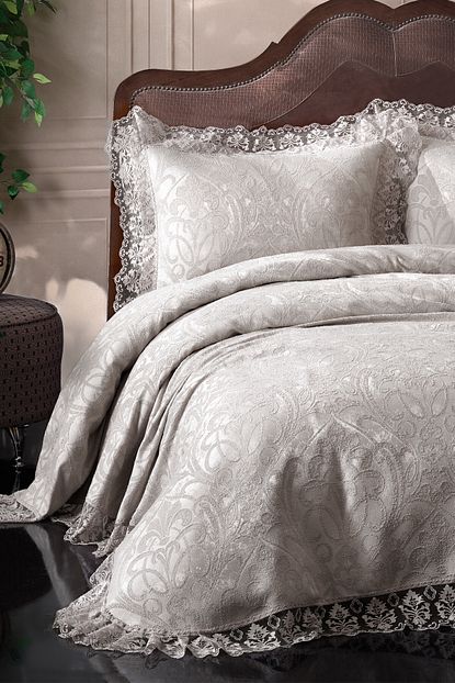 Birhome Violet Dantel Yatak Ortusu Tas Trendyol