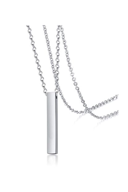 Baykus Unisex 70 Cm Uzun Bar Dikdortgen Celik Kolye Trendyol