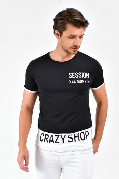 Tena Moda Erkek Siyah Bisiklet Yaka Oversize Session Baskili Tisort 0yetstn2047 Trendyol