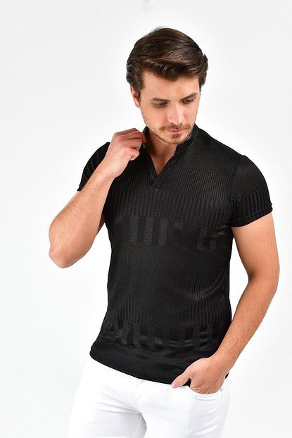 Tena Moda Erkek Siyah Hakim Yaka Tisort 0yets100 14 Trendyol