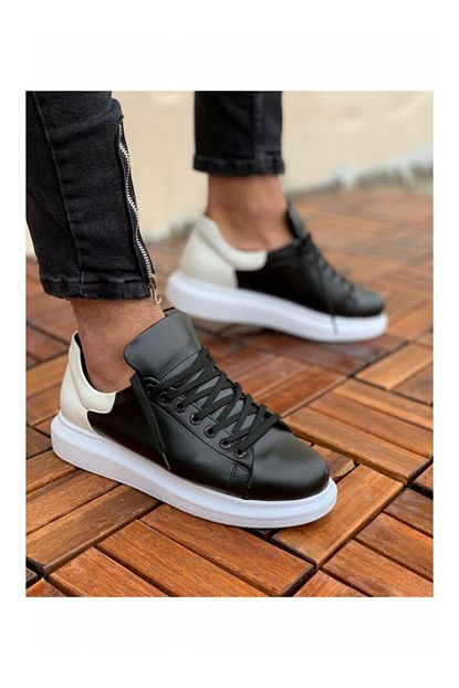 Myy Ayakkabi Yuksek Taban 5 Cm Gizli Topuk Erkek Ayakkabi Siyah Beyaz Myy9300 Trendyol