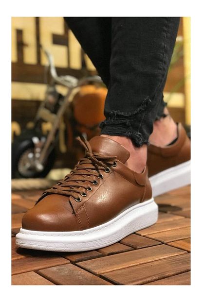 Myy Ayakkabi Boy Uzatan Yuksek Taban 5 Cm Gizli Topuk Erkek Ayakkabi Kahverengi Taba Myy9400 Trendyol