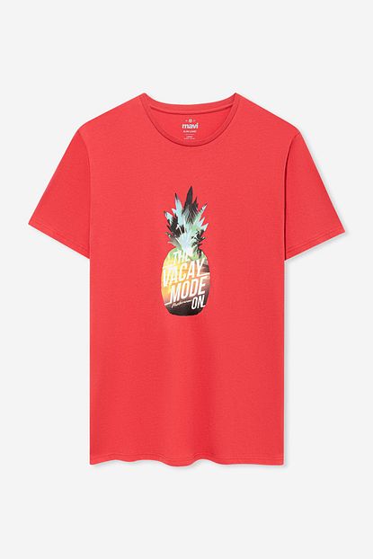 Mavi Erkek Ananas Baskili Kirmizi T Shirt 066159 30704 Trendyol