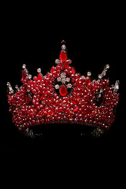 Mycrown 10 5cm Yuksekliginde Muhtesem Sultan Model Gelin Taci Kina Taci Kirmizi Bordo Kristal Trendyol