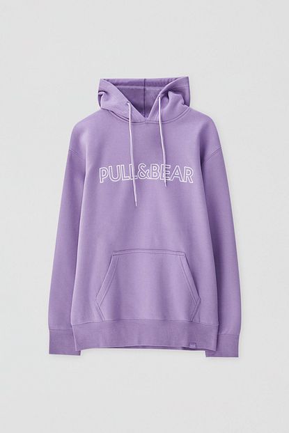 Pull Bear Erkek Lila Kontrast Logo Islemeli Kapusonlu Sweatshirt 05597900 Trendyol